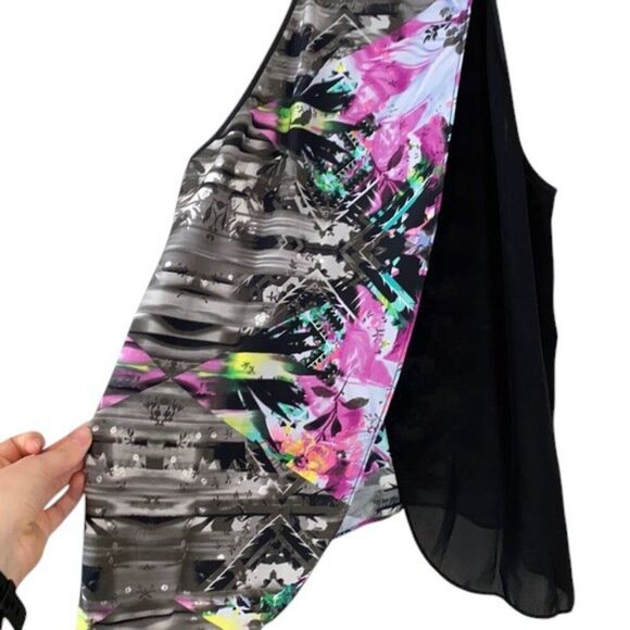 Parker Size M Silk Nassau Combo Abstract Print Tank Top Sleeveless Round Neck‎ - Picture 9 of 13